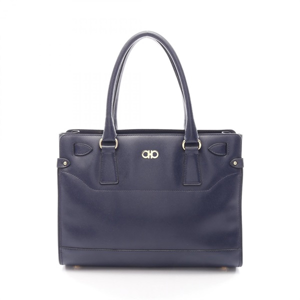 Salvatore Ferragamo Gancini Tote Handbag 21 0017 leather Navy Used Women