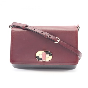 BVLGARI Shoulder Crossbody Bag leather Gray Bordeaux Used Women