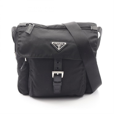 PRADA VELA Crossbody Shoulder Bag BT8994 Nylon leather Black Used Women logo
