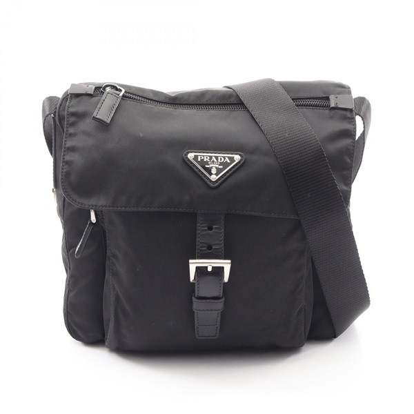 PRADA VELA Crossbody Shoulder Bag BT8994 Nylon leather Black Used Women logo