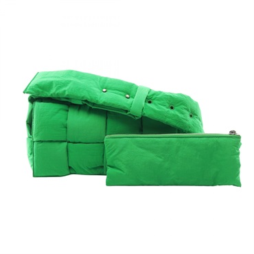 BOTTEGA VENETA Padded Cassette Maxi Intrecciato Shoulder Bag Nylon Green Used