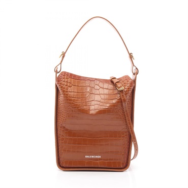 BALENCIAGA North South Hand Shoulder Bag 659920 leather Brown Used Women