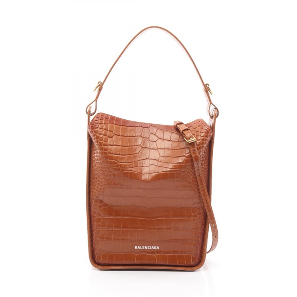 BALENCIAGA North South Hand Shoulder Bag 659920 leather Brown Used Women