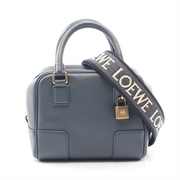 LOEWE Amazona 16 Square Crossbody Shoulder Handbag leather Blue Used Women
