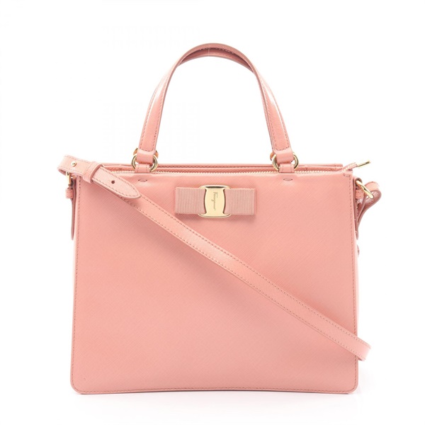 Salvatore Ferragamo Vala Ribbon Shoulder Crossbody Handbag leather Pink Used