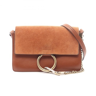 Chloe FAYE Crossbody Shoulder Bag leather Suede Brown Used Women