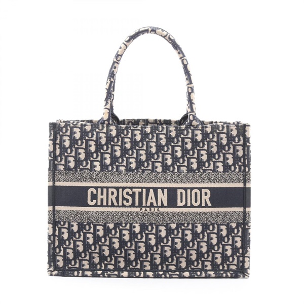 Dior BOOK TOTE Medium Oblique Hand Bag M1296ZRIW_M828 canvas Navy Beige Used
