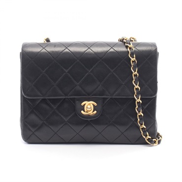 CHANEL Mini Matelasse 20 chain Shoulder crossbody Bag Lambskin Black Used GHW
