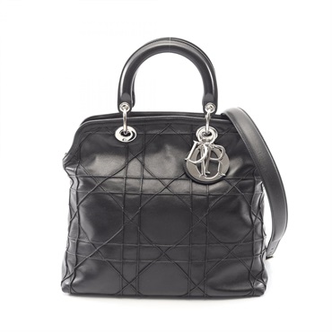 Christian Dior Granville Cannage Shoulder Crossbody Handbag leather Black Used