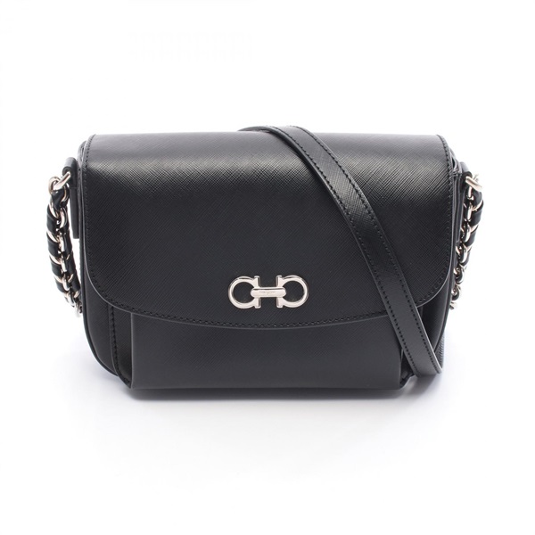 Salvatore Ferragamo Sandrine Small Double Gancini chain Shoulder Bag leather BK
