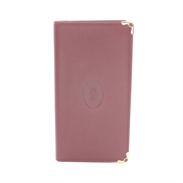 CARTIER Must Line Bifold purse wallet leather Bordeaux Used Women GHW