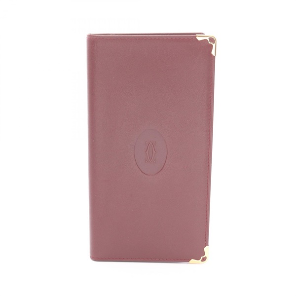 CARTIER Must Line Bifold purse wallet leather Bordeaux Used Women GHW