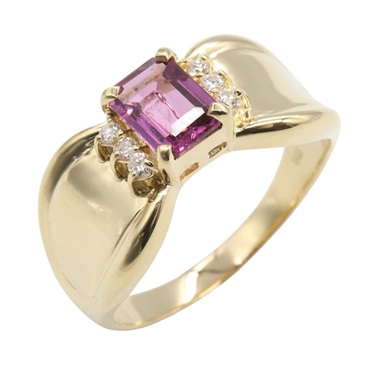 JEWELRY Diamond Ring 18KYG Yellow Gold Colored stones Purple Used US size 8