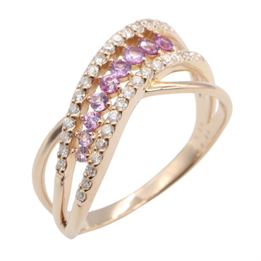 JEWELRY Pink sapphire Ddiamond Ring 18KPG Pink Rose Gold Used women US size 9