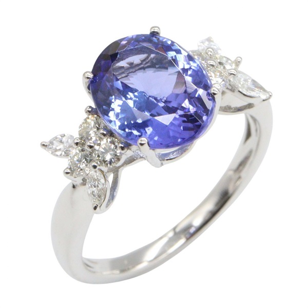 JEWELRY Tanzanite Diamond Ring Pt900 Platinum Blue Used women US size 5.75