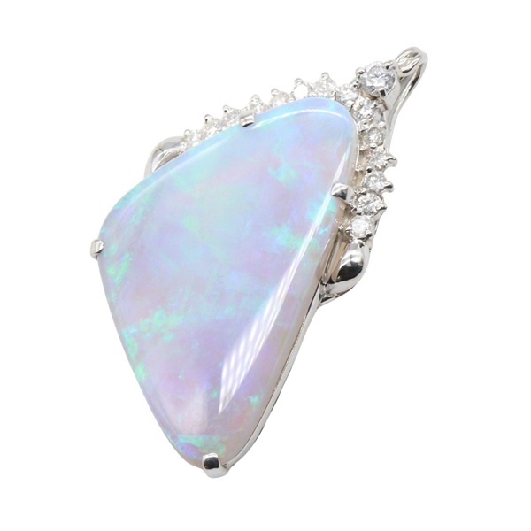 JEWELRY Opal Diamond Pendant Top Pt900 Platinum Opal Blue Clear Used Women
