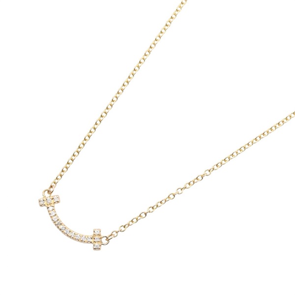 TIFFANY＆CO T Smile Mini Diamond Necklace 18KYG Yellow Gold Used women