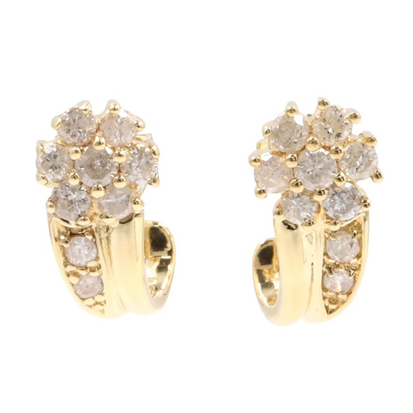 JEWELRY Diamond Pierced earrings 18KYG Yellow Gold Used women