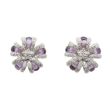 JEWELRY Amethyst Diamond Pierced Earrings 18KWG White Gold Purple Used women