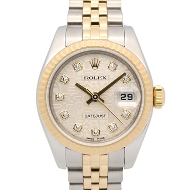 ROLEX Datejust 10P Diamond V Wrist Watch Automatic 18KYG Gold SS Used Women