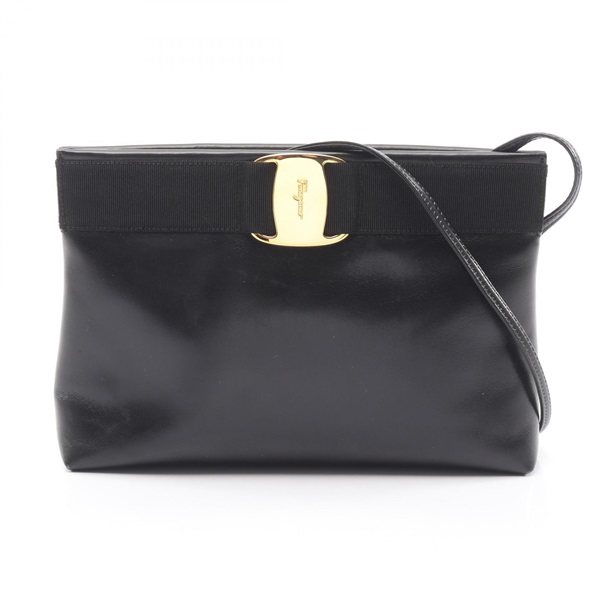 Salvatore Ferragamo Vara Shoulder crossbody Bag 21 0588 leather Black Used Women