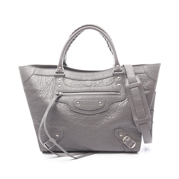 BALENCIAGA Neo Classic L East-West Shoulder Tote Bag leather Gray Used women