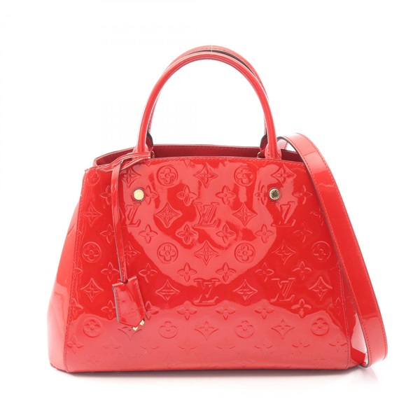 LOUIS VUITTON Montaigne MM shoulder Handbag M50167 Vernis leather Cerise Used LV