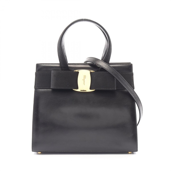 Salvatore Ferragamo Vara ribbon Shoulder Handbag 21-4178 leather Black Used