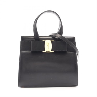 Salvatore Ferragamo Vara Ribbon Shoulder Crossbody Handbag leather Black Used