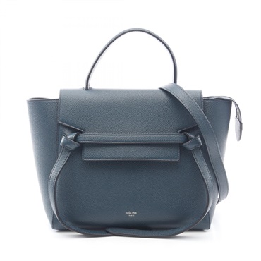 CELINE BELT MICRO Shoulder Crossbody Handbag leather Blue Used Women