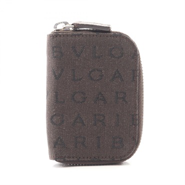 BVLGARI Logo mania Six 6 Key Holder Case canvas Brown Used Women