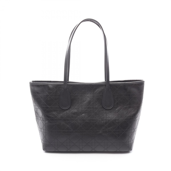 Christian Dior Lady Dior Cannage Panarea Shoulder Tote Bag leather Black Used
