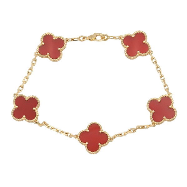 Van Cleef & Arpels Vintage Alhambra Bracelet 18KYG Gold Carnelian Red Used Women