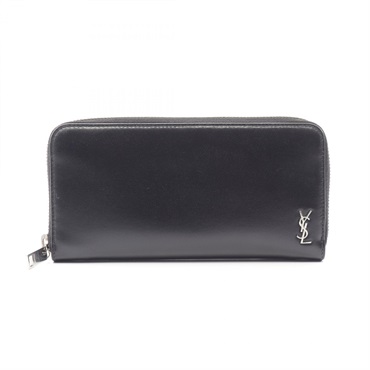 SAINT LAURENT PARIS Cassandra Around long wallet 630201 leather Black Used mens