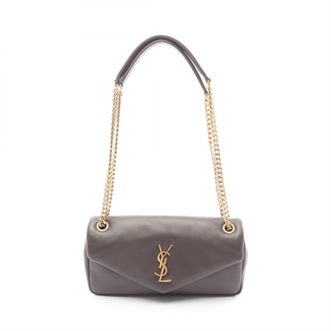 SAINT LAURENT PARIS Calypso YSL logo chain Shoulder Bag 734153 leather Brown