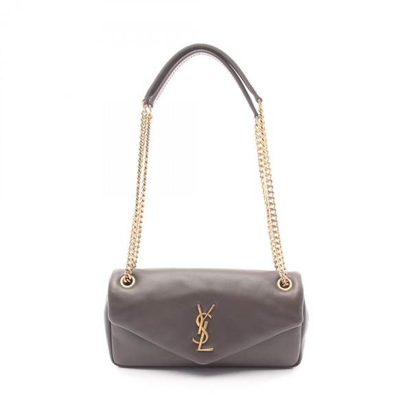 SAINT LAURENT PARIS Calypso YSL logo chain Shoulder Bag 734153 leather Brown