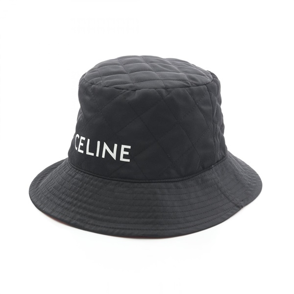 CELINE Logo Nylon twill quilted bucket hat Nylon Black #L Used mens
