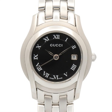 GUCCI Wrist Watch 5500L Quartz Stainless Steel Black Used Women GG