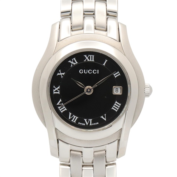 GUCCI Wrist Watch 5500L Quartz Stainless Steel Black Used Women GG