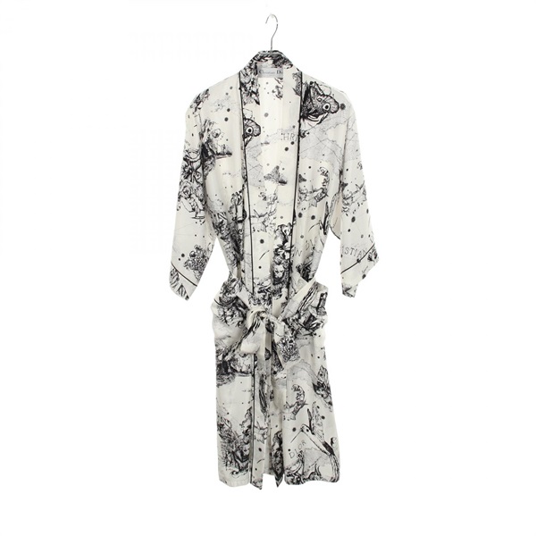 Christian Dior CHEZ MOI Zodiac Dressing Gown Dress #F38 111V35A6785 silk White