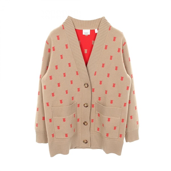BURBERRY TB logo cardigan #S 8021032 wool cashmere polyester Beige Red Used