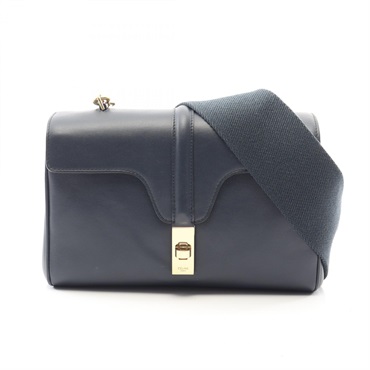 CELINE teen soft 16 Shoulder crossbody Bag 196853CR8 leather Navy Used Women