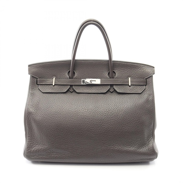 HERMES Birkin 40 Handbag Clemence leather Graphite Gray SHW Used Women L