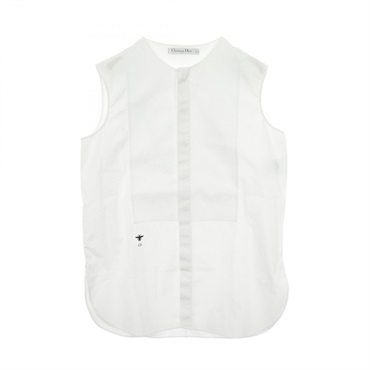 Christian Dior BEE embroidered sleeveless top blouse 841B41A3356 cotton #40 Used