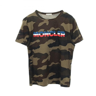 MONCLER Rubber logo Camouflage T-shirt Top 8042800 cotton Khaki Used size XS