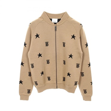 BURBERRY TB logo star pattern kids knit Blouson 8050336 wool Beige #14Y/164cm