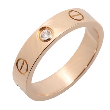 CARTIER Mini Love Ring 1PD Diamond 18KRG Rose Gold Used Women US size #4.75 #49