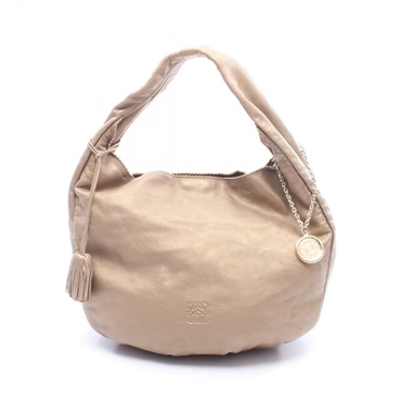 LOEWE Anagram Shoulder Bag leather Gold Used Women