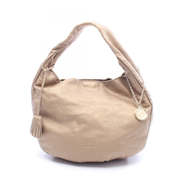 LOEWE Anagram Shoulder Bag leather Gold Used Women