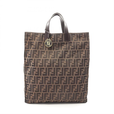 FENDI Zucca Tote Bag canvas leather Brown Used Women